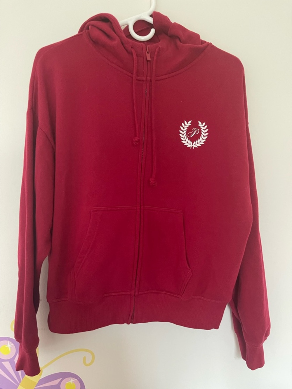Victoria's Secret PINK Ivy Fleece Campus Red Full-Zip Hoodie Brand New Size XS